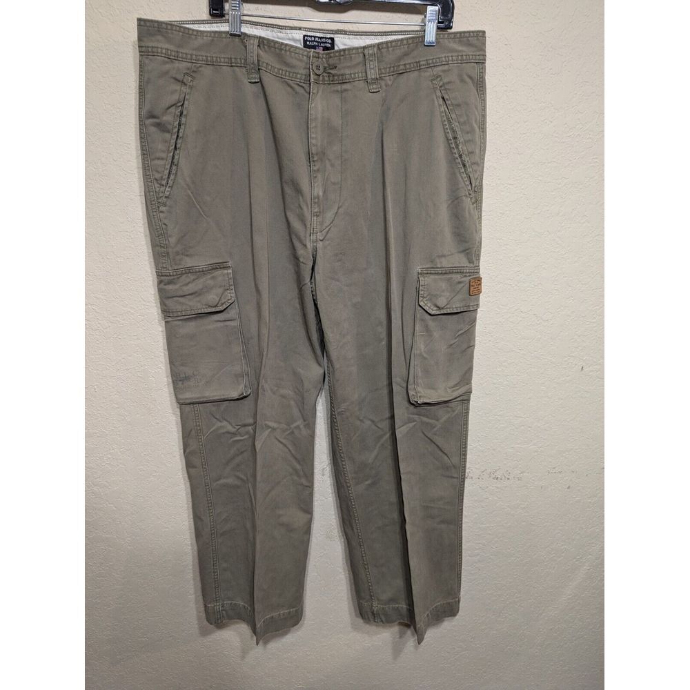 Polo Jeans Co Ralph Lauren Cargo Pants Khaki Mens 40x30 Cotton Relaxed Fit